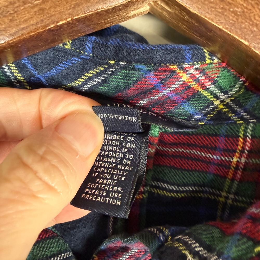 Lands' End Navy Plaid Flannel Long Sleeve Tunic Blouse Size 16 - Picture 4 of 13